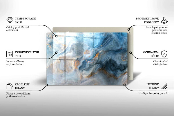 Krájecí prkénko skleněné Textura mramoru