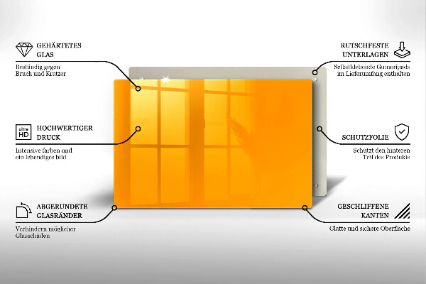 Skleněná deska do kuchyně Tmavě žlutá barva