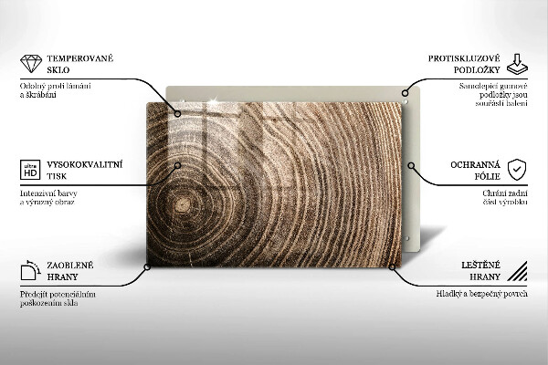 Krájecí prkénko skleněné Dřevěné kroužky