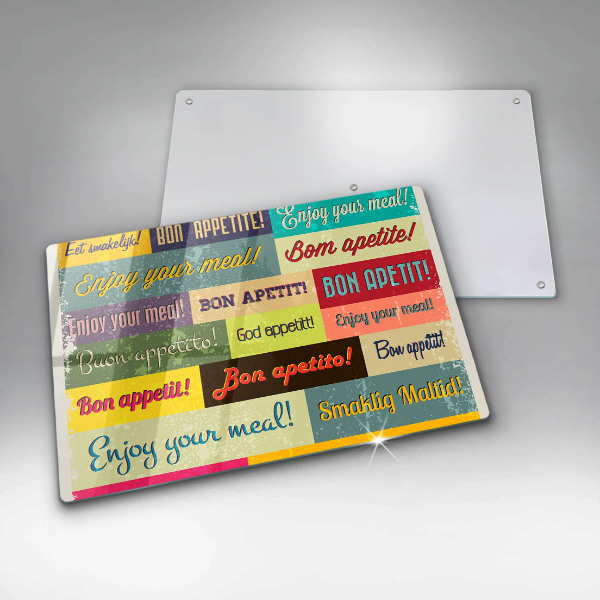 Skleněná deska do kuchyně Titulky jazyky dobré chuti