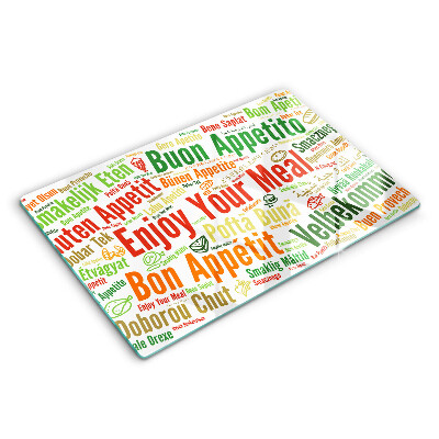 Skleněná deska do kuchyně Titulky jazyky dobré chuti