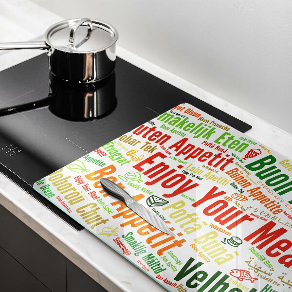 Skleněná deska do kuchyně Titulky jazyky dobré chuti