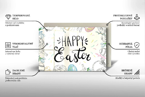 Krájecí prkénko skleněné Happy easter