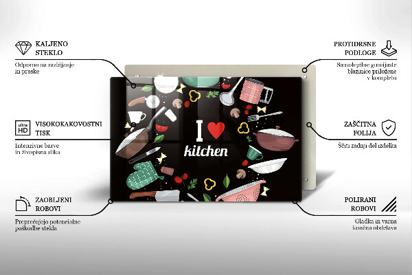 Skleněná deska do kuchyně Ilustrace miluji kuchyni