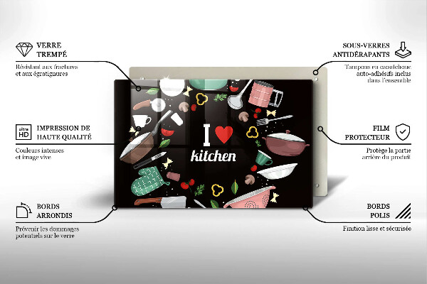 Skleněná deska do kuchyně Ilustrace miluji kuchyni