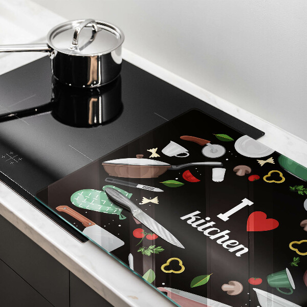 Skleněná deska do kuchyně Ilustrace miluji kuchyni