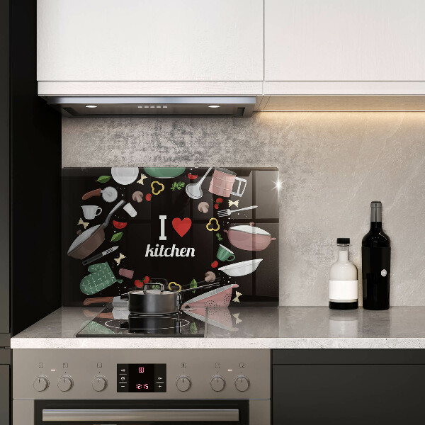 Skleněná deska do kuchyně Ilustrace miluji kuchyni
