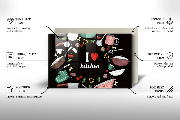 Skleněná deska do kuchyně Ilustrace miluji kuchyni