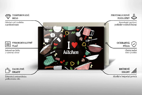 Skleněná deska do kuchyně Ilustrace miluji kuchyni