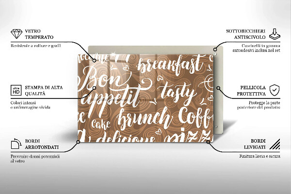 Krájecí prkénko skleněné Bon appetit nápis