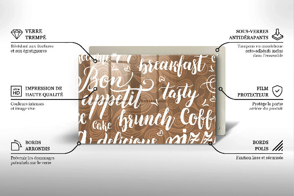 Krájecí prkénko skleněné Bon appetit nápis