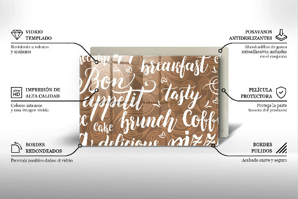 Krájecí prkénko skleněné Bon appetit nápis