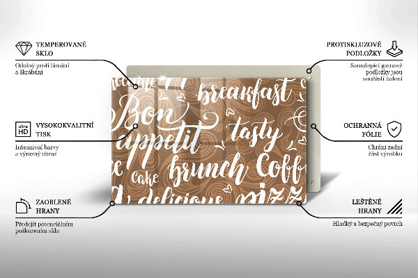 Krájecí prkénko skleněné Bon appetit nápis