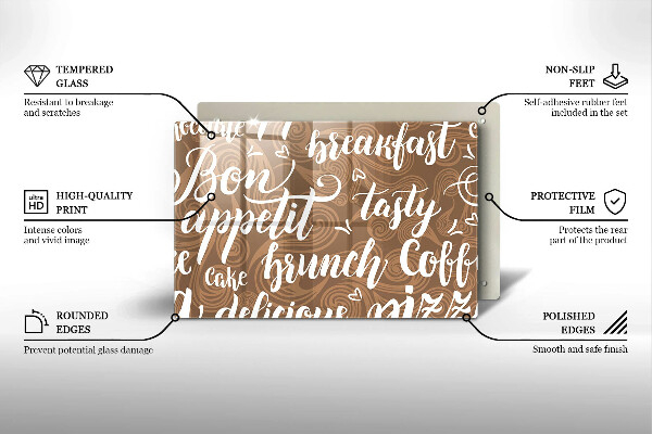 Krájecí prkénko skleněné Bon appetit nápis