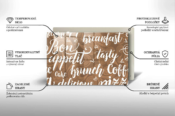 Krájecí prkénko skleněné Bon appetit nápis