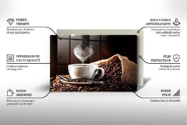 Krájecí prkénko skleněné Káva a šálek