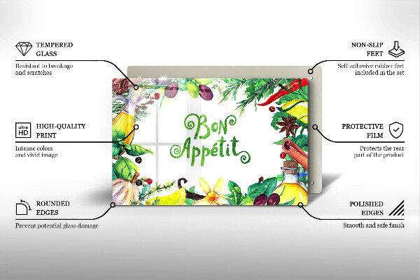 Krájecí prkénko skleněné Bon appetit nápis