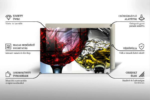 Krájecí prkénko skleněné Sklenice vína