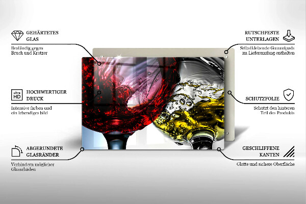 Krájecí prkénko skleněné Sklenice vína