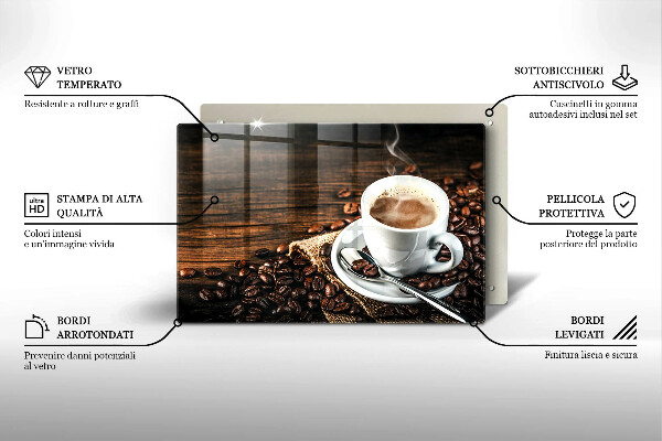 Krájecí prkénko skleněné Šálek a kávová zrna