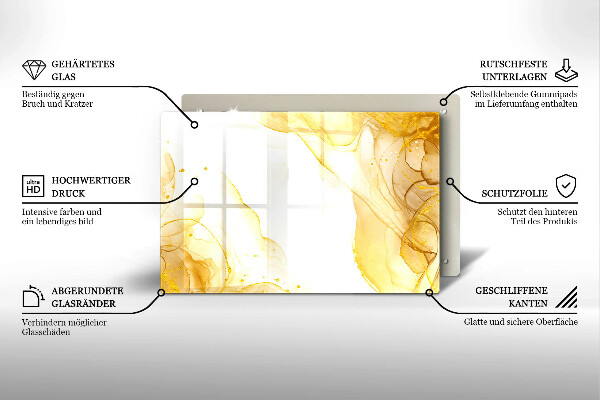 Skleněná deska do kuchyně Zlatá abstrakce