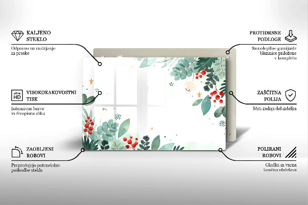 Skleněná deska do kuchyně Akvarel listy