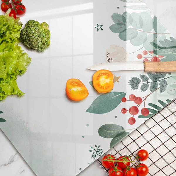 Skleněná deska do kuchyně Akvarel listy