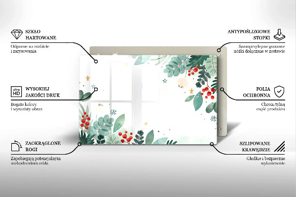 Skleněná deska do kuchyně Akvarel listy