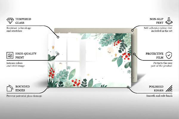 Skleněná deska do kuchyně Akvarel listy