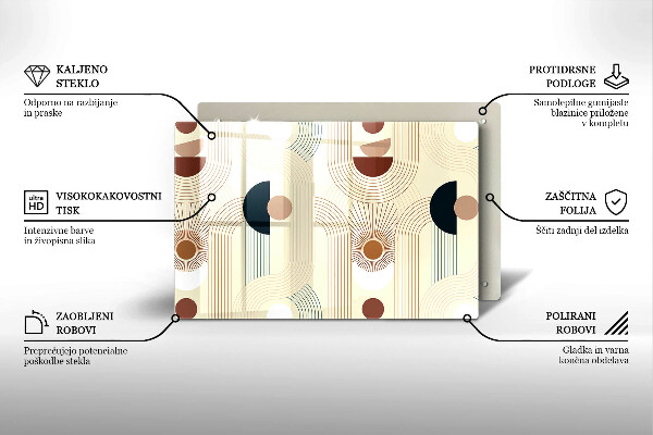 Skleněná deska do kuchyně Boho geometrické tvary