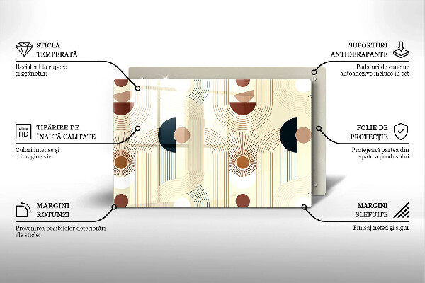 Skleněná deska do kuchyně Boho geometrické tvary