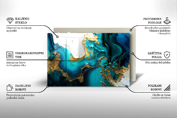 Skleněná deska do kuchyně Tyrkysová abstrakce