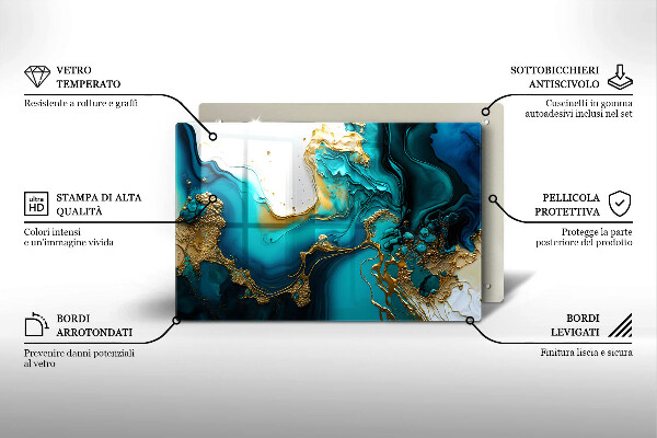Skleněná deska do kuchyně Tyrkysová abstrakce