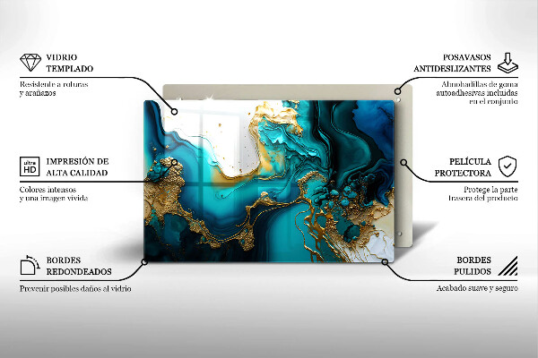 Skleněná deska do kuchyně Tyrkysová abstrakce