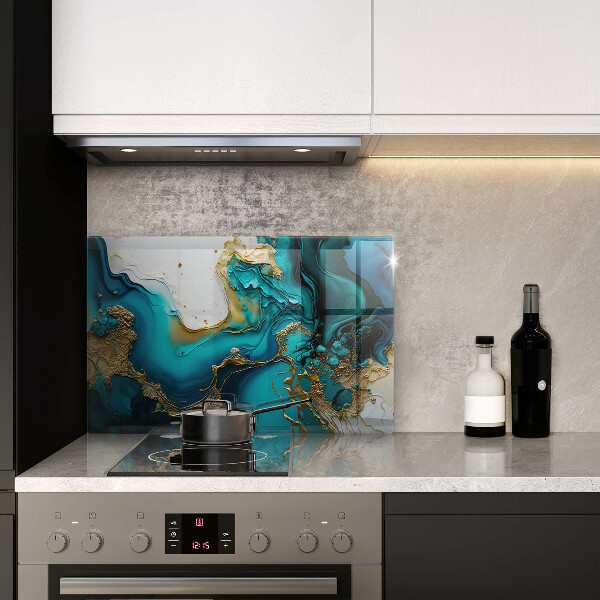 Skleněná deska do kuchyně Tyrkysová abstrakce