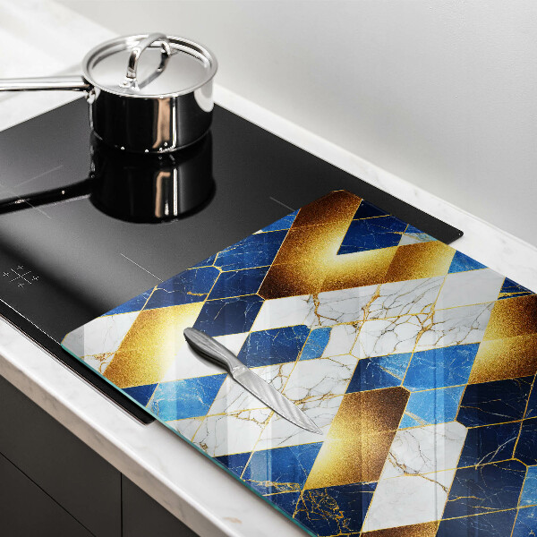 Skleněná deska do kuchyně Zlaté mramorové kosočtverce