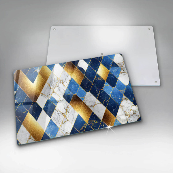 Skleněná deska do kuchyně Zlaté mramorové kosočtverce