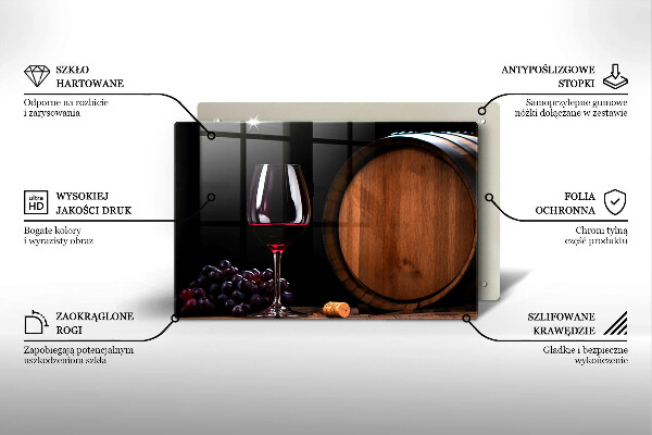 Skleněná deska do kuchyně Sudová sklenice na víno