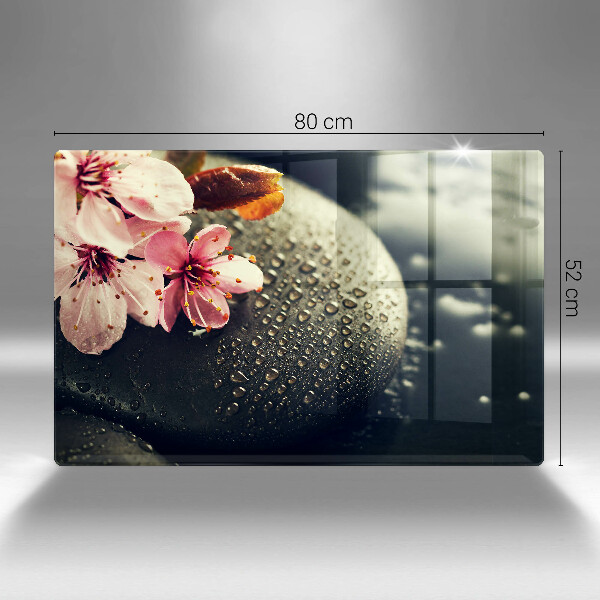 Skleněná deska do kuchyně Květiny zenové kameny