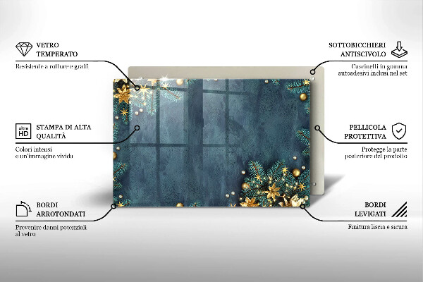 Skleněná deska do kuchyně Vánoční dekorace