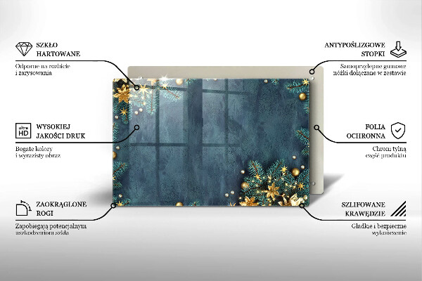 Skleněná deska do kuchyně Vánoční dekorace