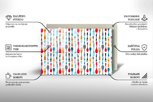 Skleněná deska do kuchyně Ilustrace lžíce
