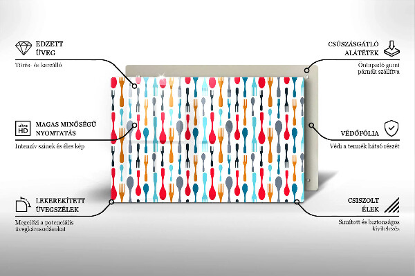 Skleněná deska do kuchyně Ilustrace lžíce