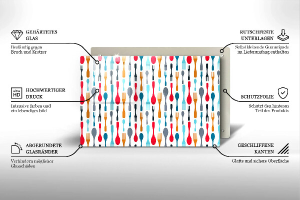 Skleněná deska do kuchyně Ilustrace lžíce