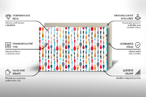 Skleněná deska do kuchyně Ilustrace lžíce