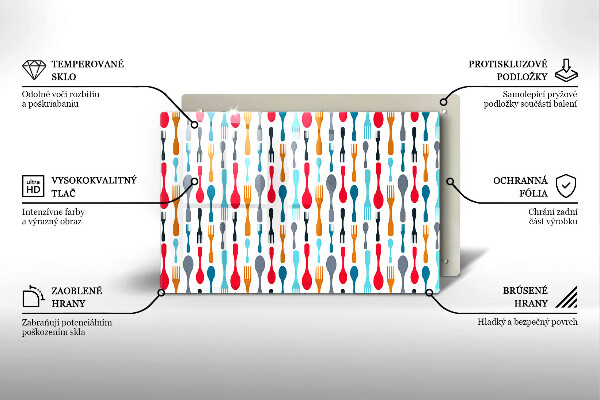 Skleněná deska do kuchyně Ilustrace lžíce