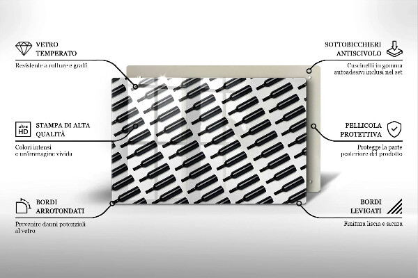Skleněná deska do kuchyně Černé láhve vína