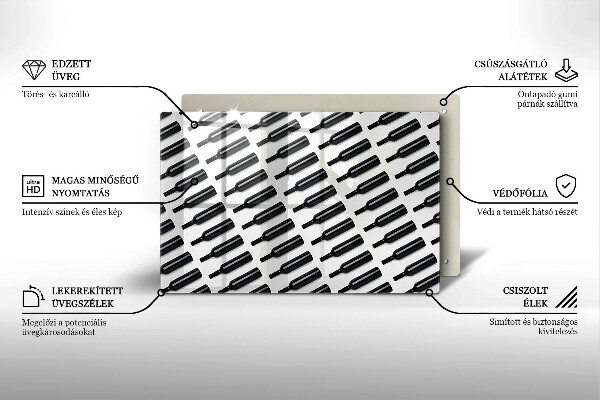 Skleněná deska do kuchyně Černé láhve vína