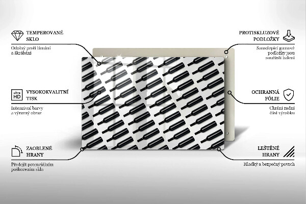 Skleněná deska do kuchyně Černé láhve vína