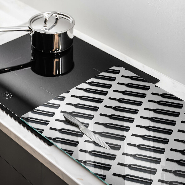 Skleněná deska do kuchyně Černé láhve vína